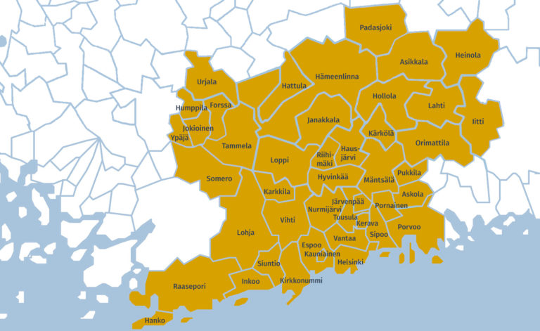 Helsingin Ortodoksisen seurakunnan kartta